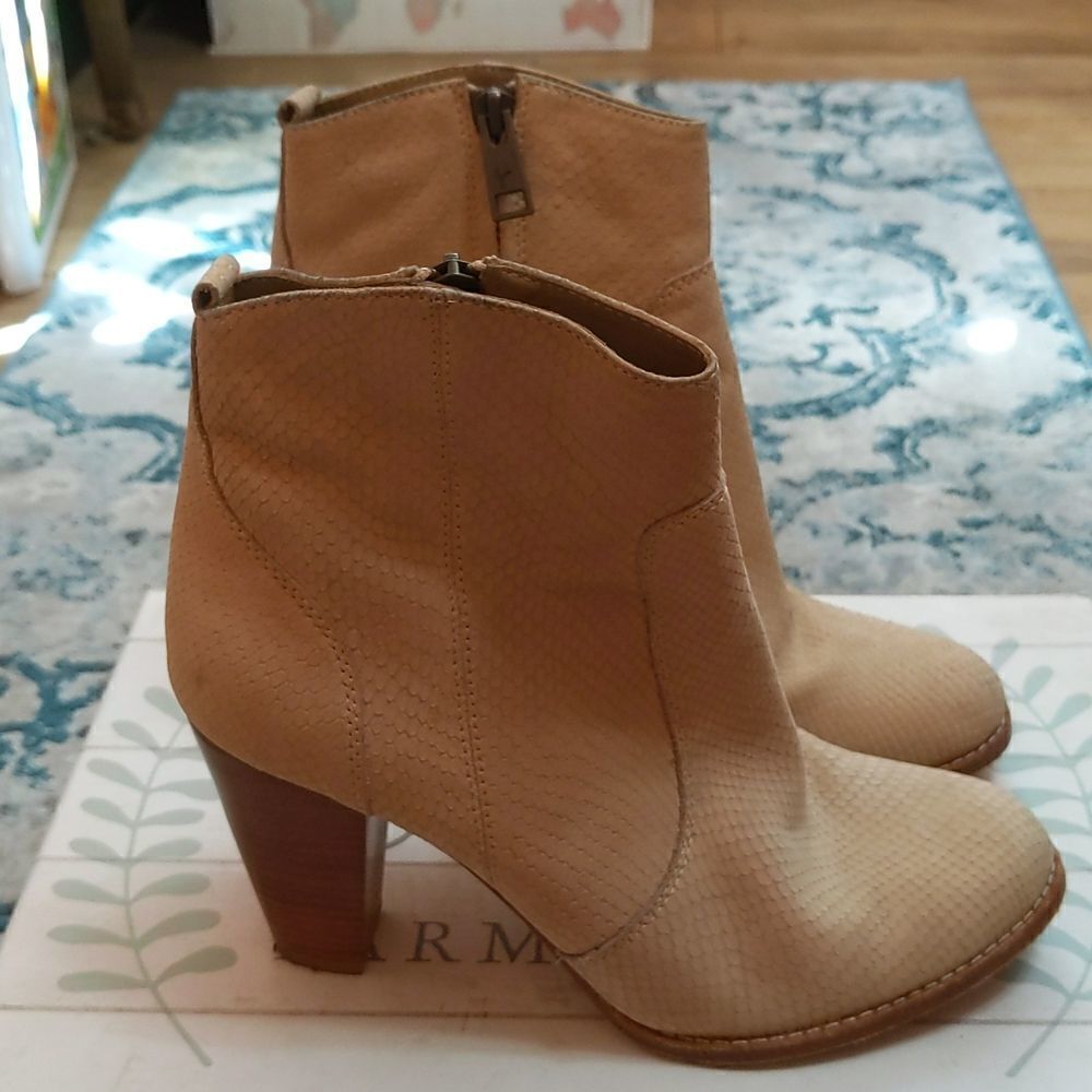 Joie Dalton Snake Print Dusty Sand Bootie Heels 9.5